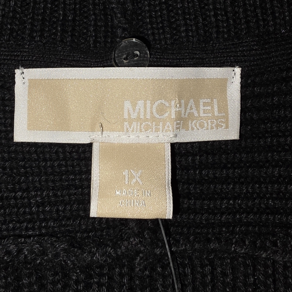 Michael Kors Black Sweater Open Sleeves Buckle Strap Accents Size 1X NWT - Picture 7 of 16